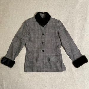 Vintage S. Nemeroff Jacket with Black Mink Trim on Collar & Cuffs. Size 14.